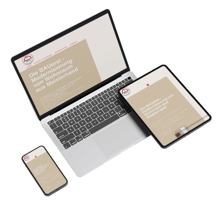 Laptop, iPhone und iPad mit Responsive Webdesign